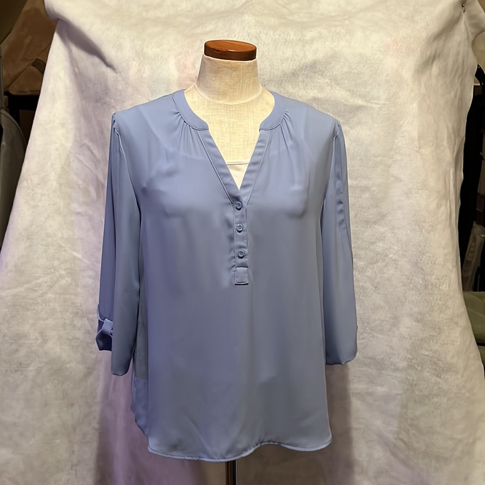 Smokey Blue Shirt w/3/4 Length Bow-Tie Sleeves